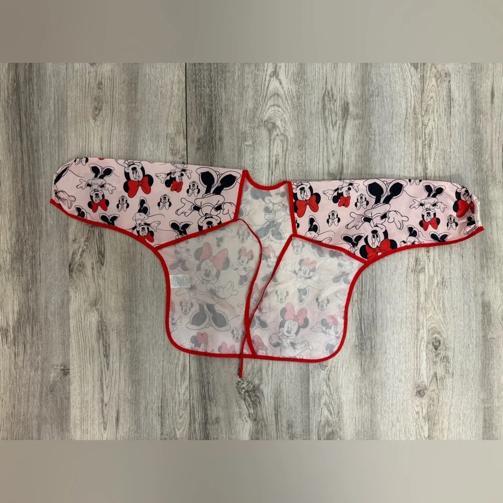 Disney Minnie Mouse Kids long sleeve bib  - Pink and Red